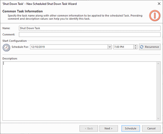 Execution schedule Execution schedule