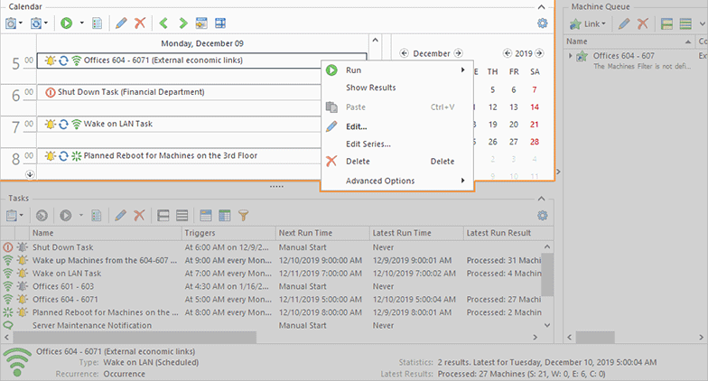 The Scheduling area The Scheduling area