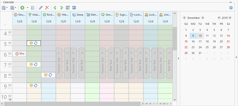 The Scheduling area grouped by task type