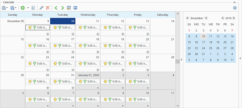 The Scheduling area in the Month View