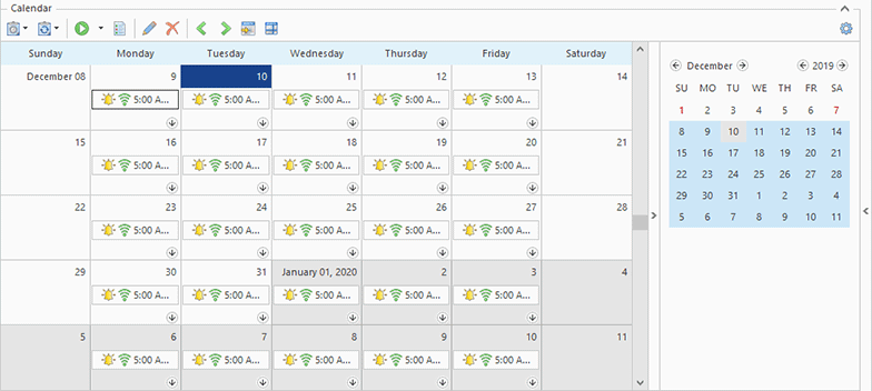 The Scheduling area in the Month View The Scheduling area in the Month View