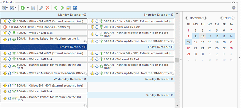 The Scheduling area in the Week View The Scheduling area in the Week View