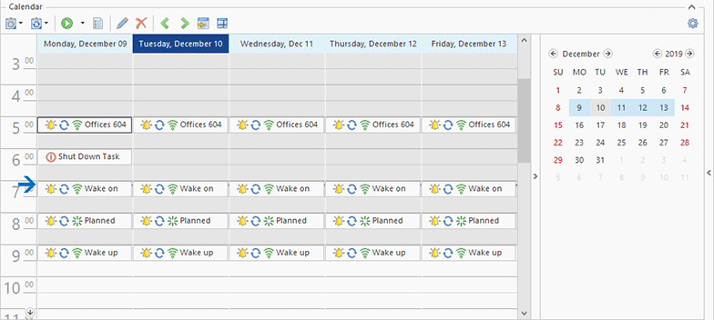 The Scheduling area in the Work Week View The Scheduling area in the Work Week View