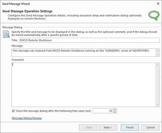 Configuring a Send Message operation