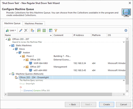 Target configuration of a task