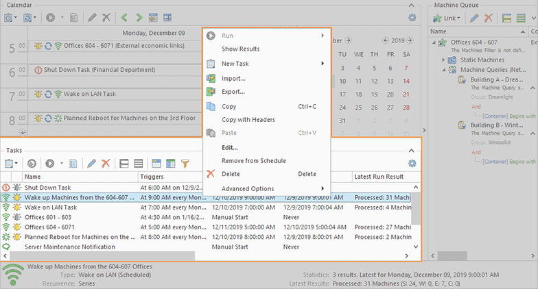 The Tasks area The Tasks area
