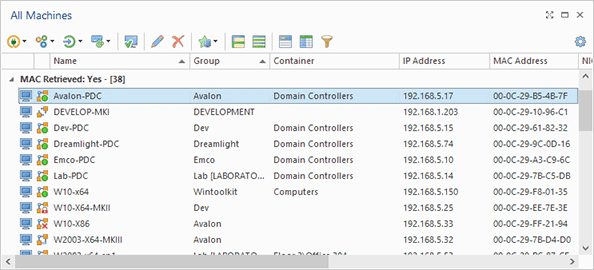 Reported MAC addresses