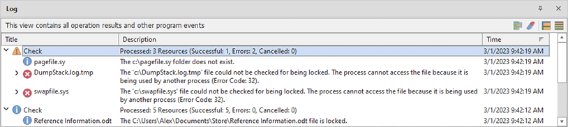 Sample logged events Sample logged events