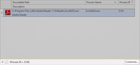 The filter info pane