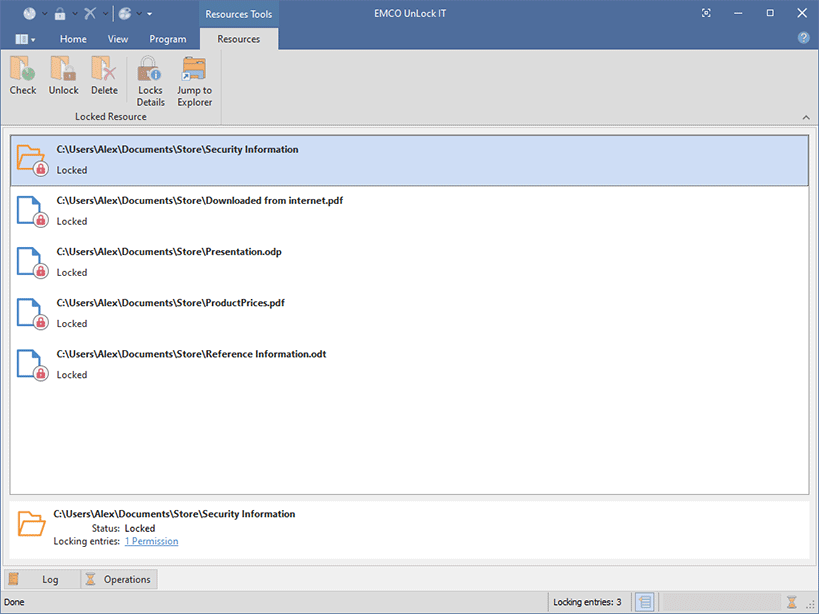 The Resources area The Resources area