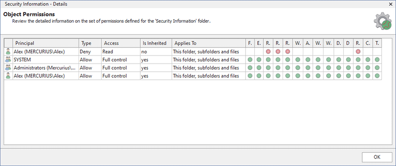 Locking permissions configuration