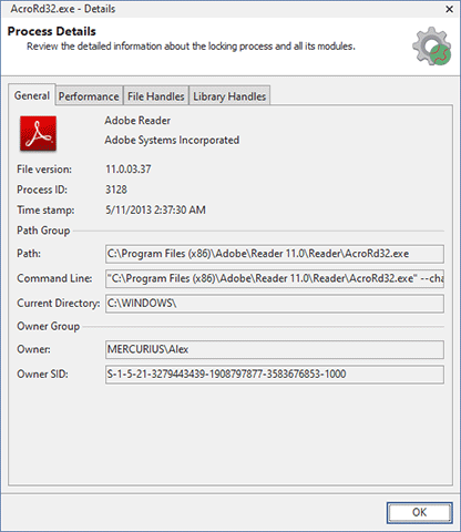 Locking process details Locking process details