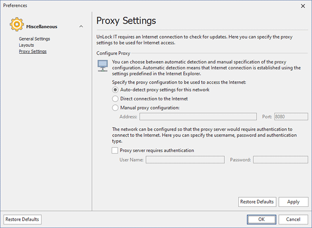 Proxy Settings