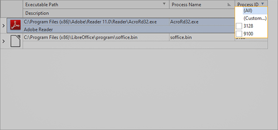 Accessing the quick filter abilities Accessing the quick filter abilities