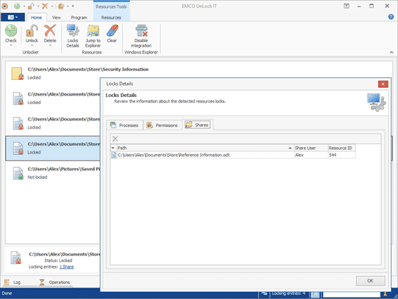 Detect and unlock network shares locks